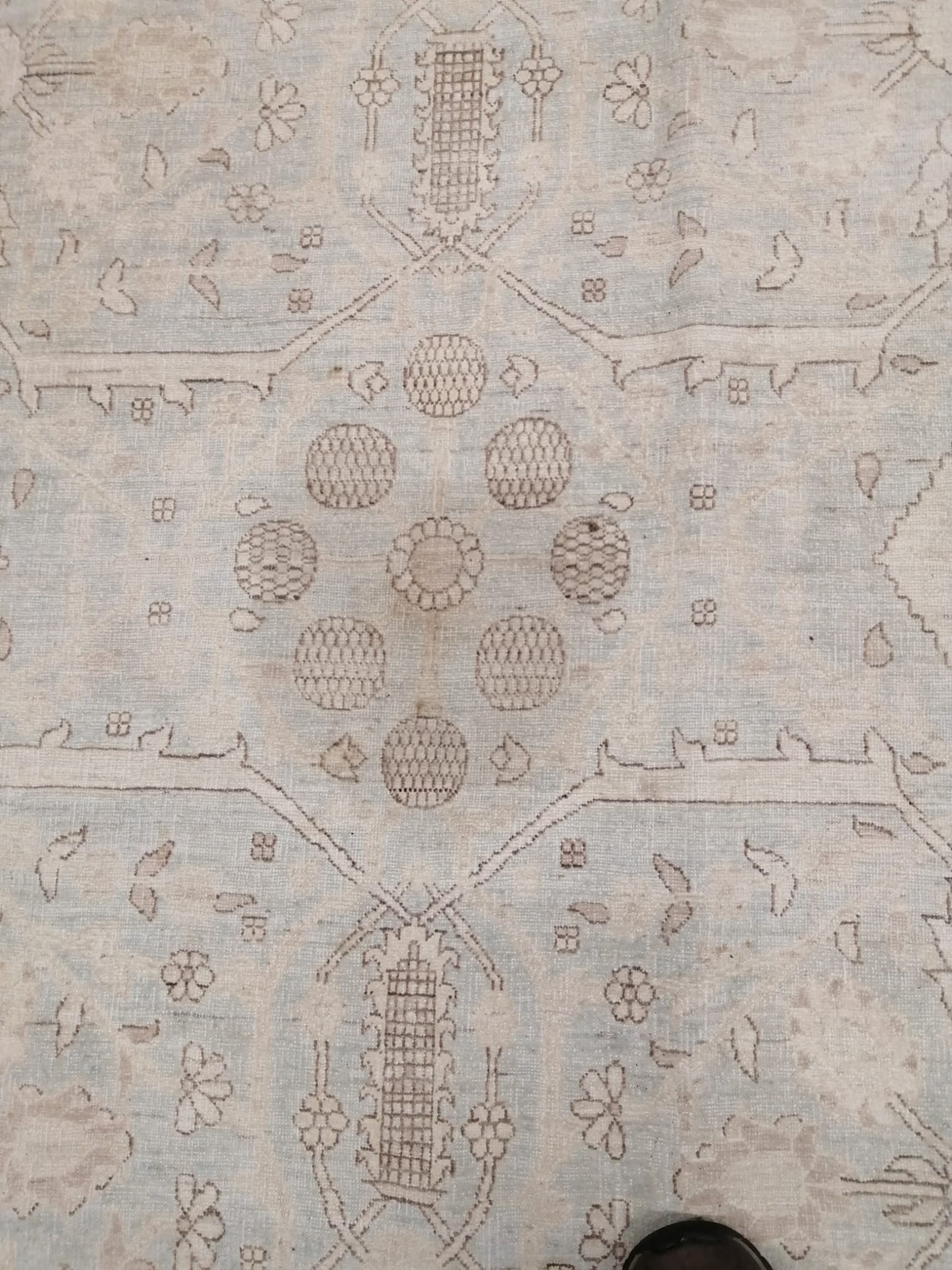 A modern North West Persian design aquamarine and ivory ground carpet, 480 x 370cm